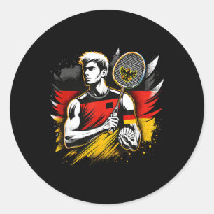 Adesivo Redondo Entusiasta de Badminton Alemão Raquete Peteca Alem
