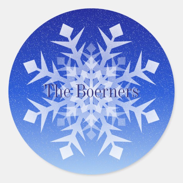 Adesivo Redondo Envelope Bag Sticker Christmas Snowflake Name (Frente)