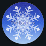 Adesivo Redondo Envelope Bag Sticker Christmas Snowflake Name<br><div class="desc">Envelope Bag Sticker Nome Floco de Neve de Natal. Design de Claudine Boerner.</div>