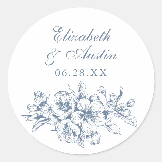 Adesivo Redondo Envelope Botânico Floral Elegante Vintage (Frente)