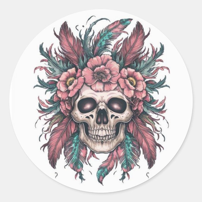 Adesivo Redondo Envelope Caveira Artes e Artesanatos de Halloween (Frente)