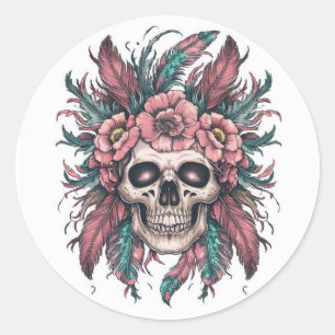 Adesivo Redondo Envelope Caveira Artes e Artesanatos de Halloween