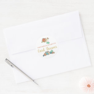 Adesivo Redondo Envelope Classic Round de Entrega de Chá de Cartão