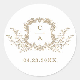 Adesivo Redondo Envelope Clássico de Crest Botânico Elegante Vinta