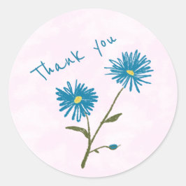 Adesivo Redondo Envelope de Agradecimento Floral Azul Personalizáv