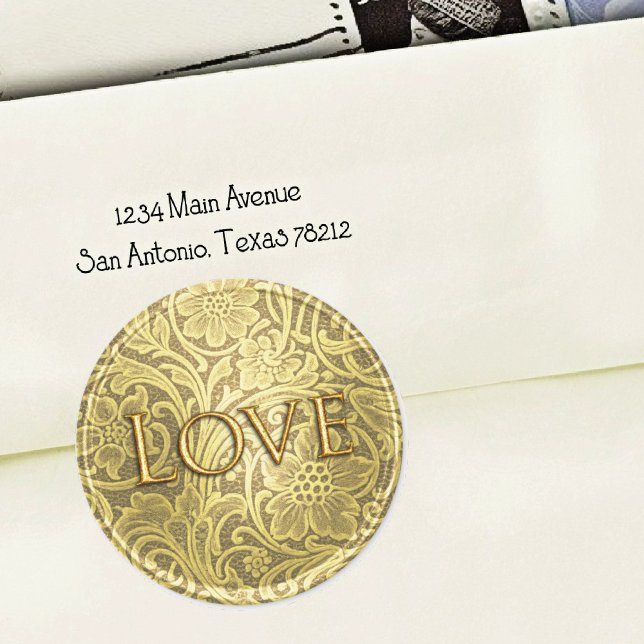 Adesivo Redondo Envelope de Amor Selo Dourado (Criador carregado)