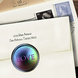 Adesivo Redondo Envelope de Amor Selo Escuro Iridescente