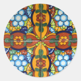 Adesivo Redondo Envelope de Azulejo Talavera mexicano 20 selos