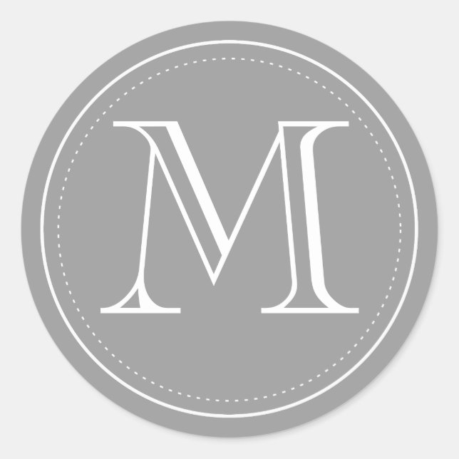 Adesivo Redondo Envelope de carvão monograma selado por Impressões (Frente)