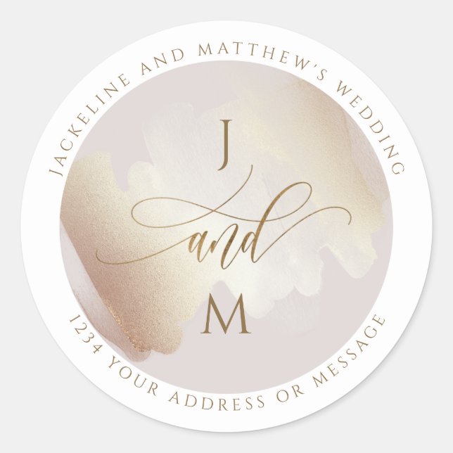 Adesivo Redondo Envelope de Casamento Blush e Terracotta Selo / Fa (Frente)