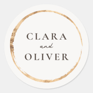 Adesivo Redondo Envelope de Casamento Country Olive Grove em Doura