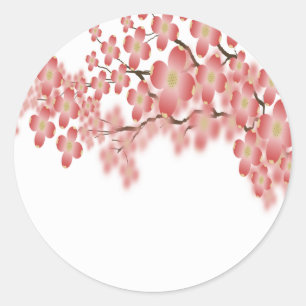 Adesivo Redondo Envelope de Casamento Design Dogwood