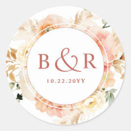 Adesivo Redondo Envelope De Casamento Laranja De Pêssego / Favor