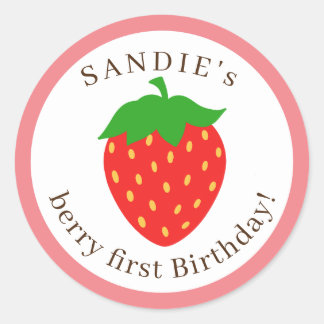 Adesivo Redondo Envelope de convite para morangos