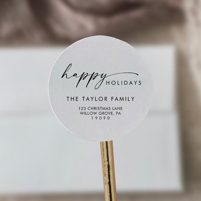 Adesivo Redondo Envelope de Endereço de Retorno de Feriado de Scri (Criador carregado)