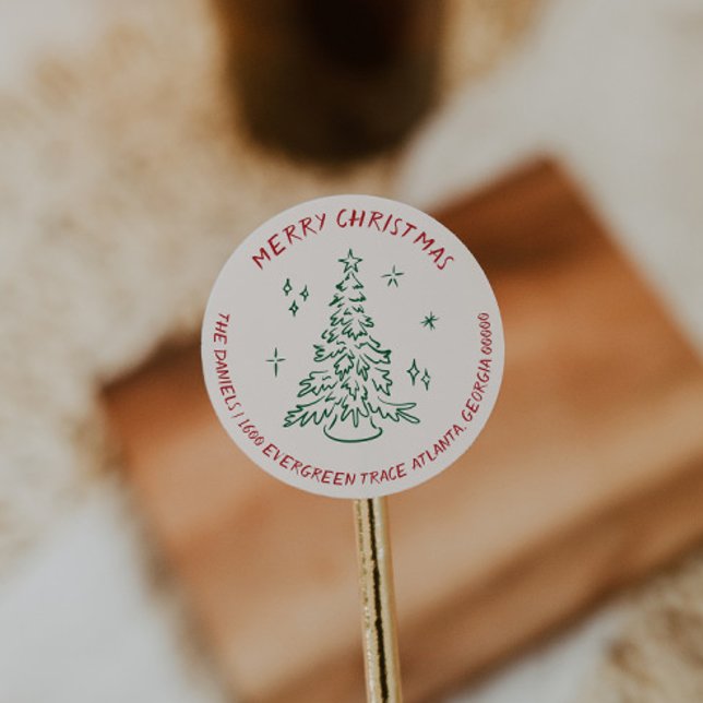 Adesivo Redondo Envelope de Endereço de Retorno de Feriado Desenha (Criador carregado)