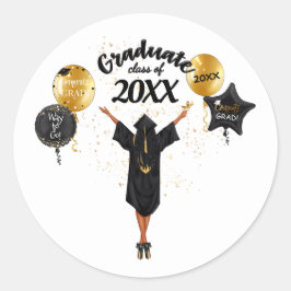 Adesivo Redondo Envelope de Graduação Mulher Africana Selo-Hispâni