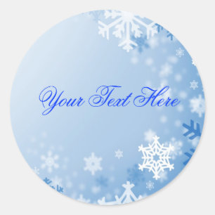 Adesivo Redondo Envelope de Natal Blue Snowflake