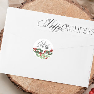 Adesivo Redondo Envelope de Natal Feliz de Baga Botânica