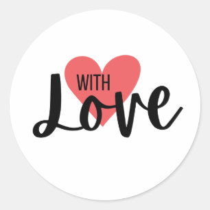 Adesivo Redondo Envelope de Pacote de Coração com Amor Dia dos Nam