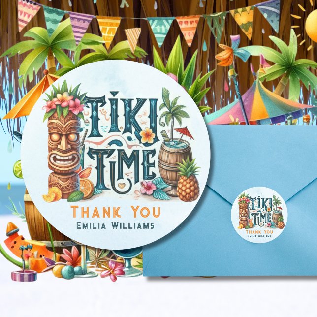 Adesivo Redondo Envelope de presente personalizado do partido TIKI (Criador carregado)