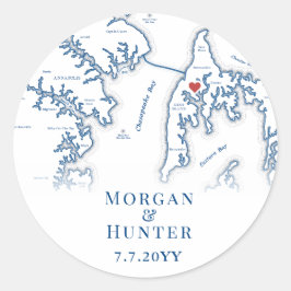 Adesivo Redondo Envelope Elegante De Casamento De Destino Da Ilha