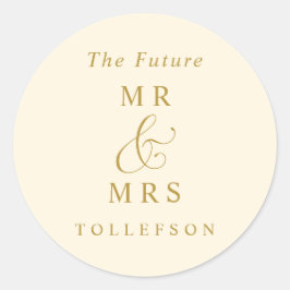 Adesivo Redondo Envelope Elegante De Casamento Dourado De Creme De