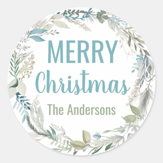 Adesivo Redondo Envelope Elegante de Vinhetas de Natal Personaliza (Frente)