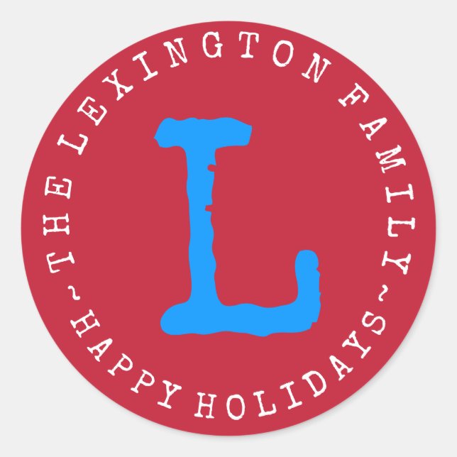 Adesivo Redondo Envelope Feliz Feriados do Nome da Família Persona (Frente)