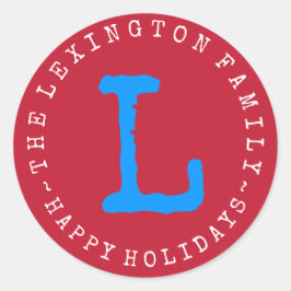 Adesivo Redondo Envelope Feliz Feriados do Nome da Família Persona