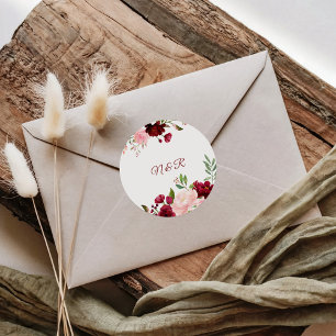 Adesivo Redondo Envelope floral elegante do casamento do primavera