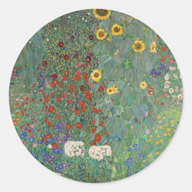 ADESIVO REDONDO ENVELOPE: KLIMT: JARDIM COM FLORES (Frente)