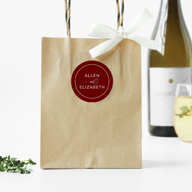 Adesivo Redondo Envelope Na moda Vermelho Moderno Escuro (Criador carregado)