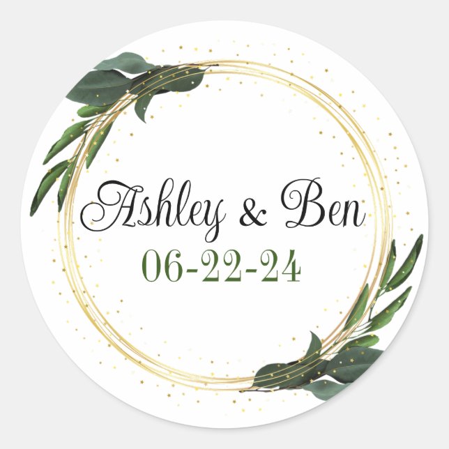 Adesivo Redondo Envelope personalizado de casamento ou autocolante (Frente)