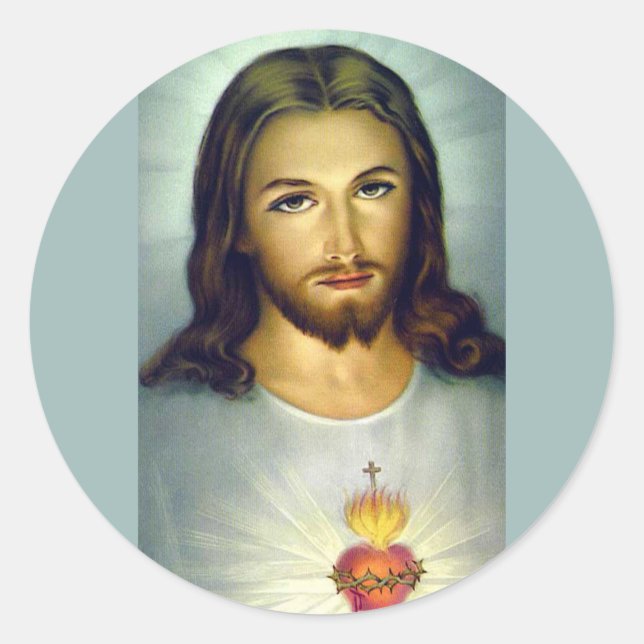 Adesivo Redondo Envelope Sacro Coração Jesus Cristo (Frente)