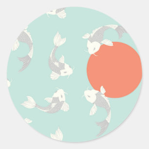 ADESIVO REDONDO ENVELOPE SEAL : ESTILO JAPONÊS: PADRÃO DE PEIXE KO