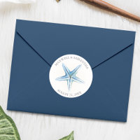 Envelope Seal Sticker, Casamento Blue Starfish Bea