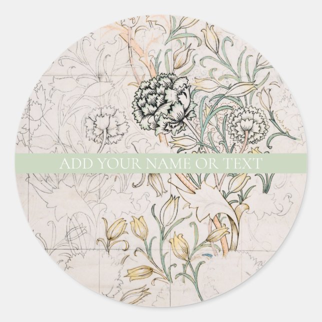 ADESIVO REDONDO ENVELOPE SEAL STICKER : WILLIAM MORRIS : DESENHO (Frente)
