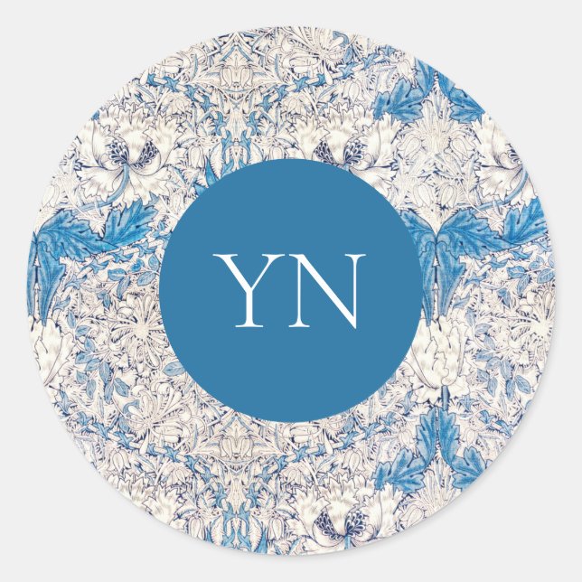 ADESIVO REDONDO ENVELOPE SEAL : WILLIAM MORRIS : HONEYSUCKLE (Frente)