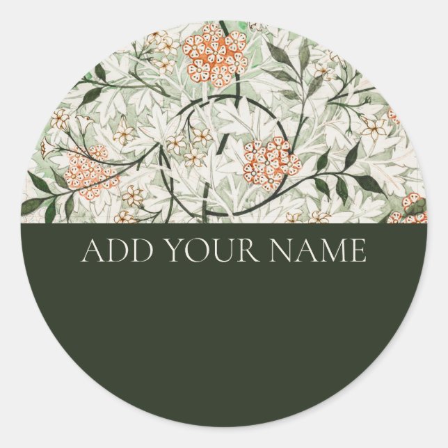 ADESIVO REDONDO ENVELOPE SEAL : WILLIAM MORRIS : JASMINE (Frente)