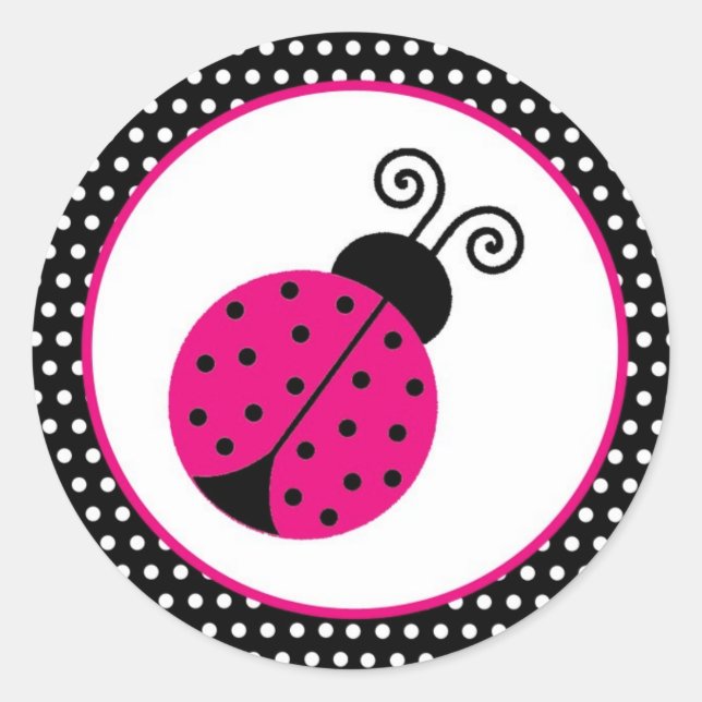 Adesivo Redondo Envelope Selo Primavera Preto Lady Bug de 1,5" (Frente)