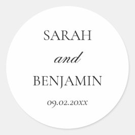 Adesivo Redondo Envelope Simples de Casamento Preto e Branco