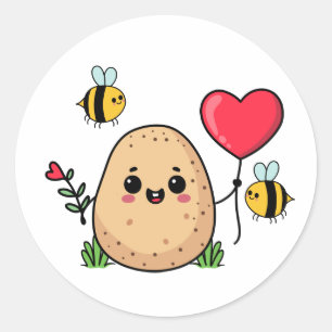 Adesivo Redondo Enviado Com Amor Batata Romântica
