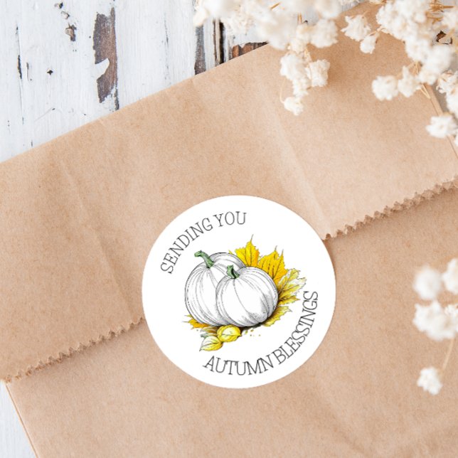 Adesivo Redondo Enviando Abençoações De Outono (Criador carregado)