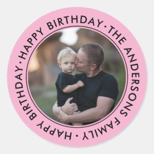 Adesivo Redondo enviar imagem Foto Personalizada Feliz Aniversário