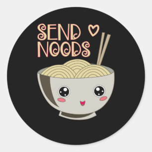 Adesivo Redondo Enviar Presente para a Sopa de Noods Kawaii Ramen 