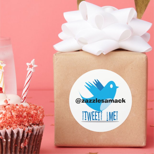 Adesivo Redondo Envie-me um tweet no seu endereço de tweet (Festa)