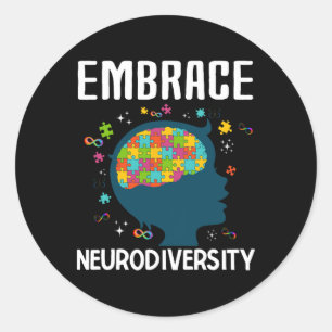 Adesivo Redondo Envolvimento Divertido Neurodiversidade Citação Au
