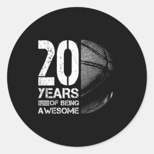 Adesivo Redondo Épico Velho Jogador de Basquete do Século 20 Ano