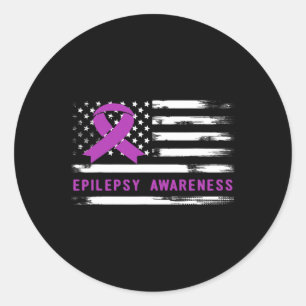 Adesivo Redondo Epilepsia Alerta Bandeira Americana Fita Roxa